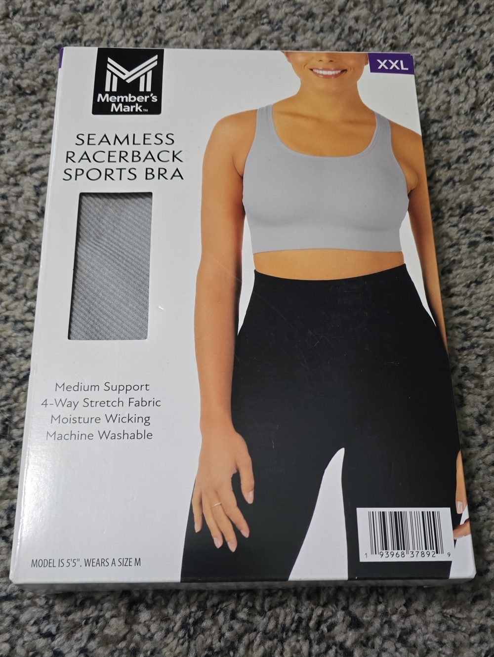 🆕️ Members Mark Seamless Racerback Sports Bra - Silver